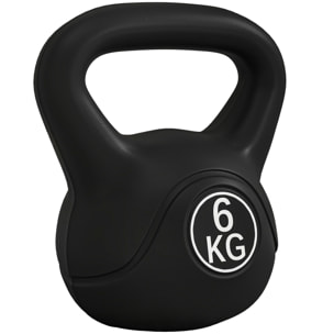 Pesa Rusa de 6 kg Kettlebell de Fiteness Relleno de Arena con Mango Ancho Antideslizante para Ejercicios y Entrenamiento en Casa y Gimnasio 20x13x22 cm Negro