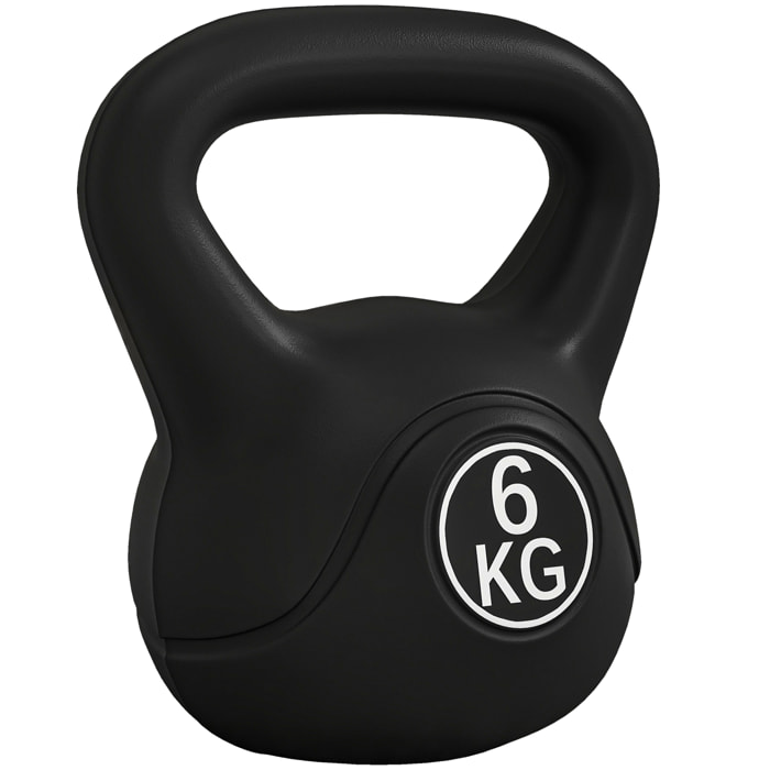 Pesa Rusa de 6 kg Kettlebell de Fiteness Relleno de Arena con Mango Ancho Antideslizante para Ejercicios y Entrenamiento en Casa y Gimnasio 20x13x22 cm Negro