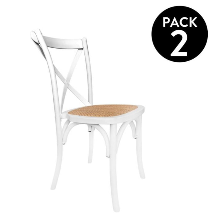 Pack 2 sillas de comedor Provenza Rattan - Blanco
