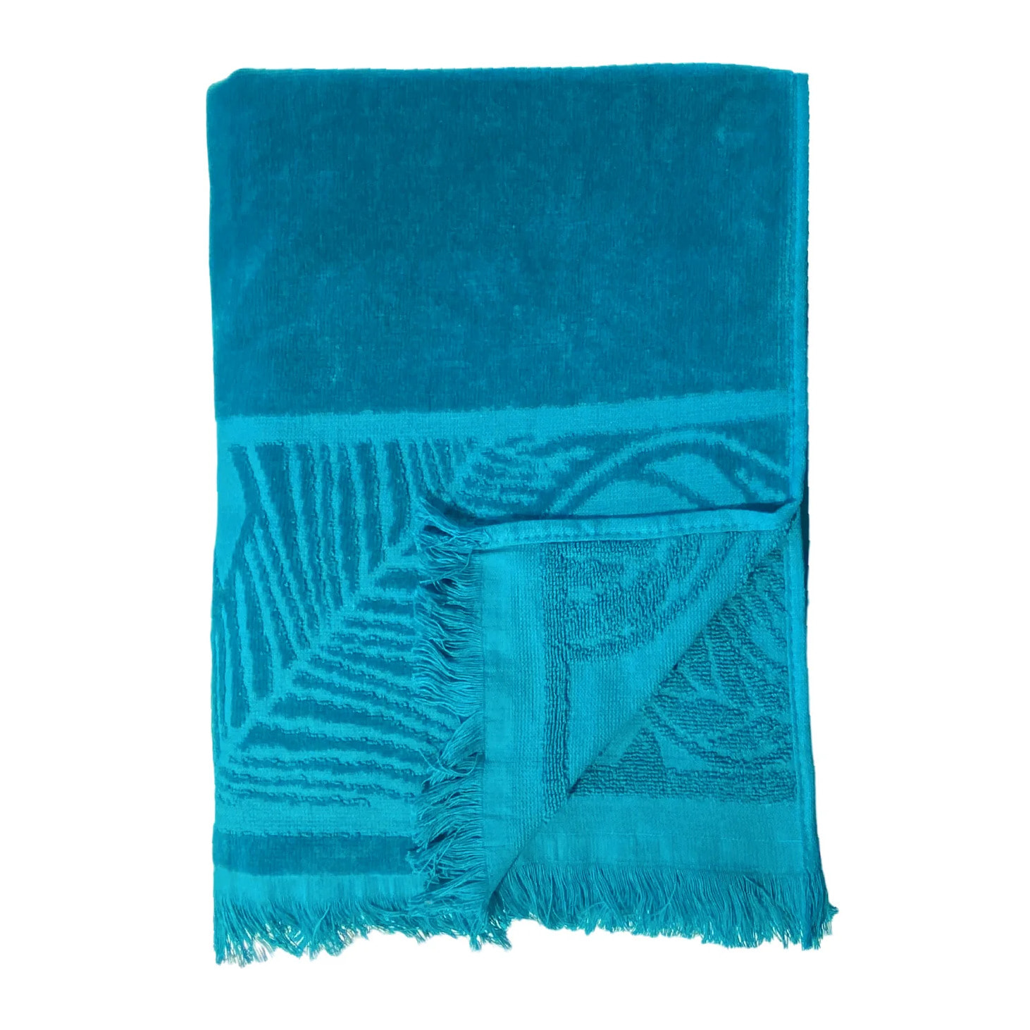 Serviette de plage éponge velours Jacquard ciselée Kariba 90x170 340g/m²