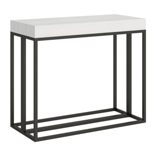 Console extensible 90x40/196 cm Epoca Small Frêne Blanc cadre Anthracite