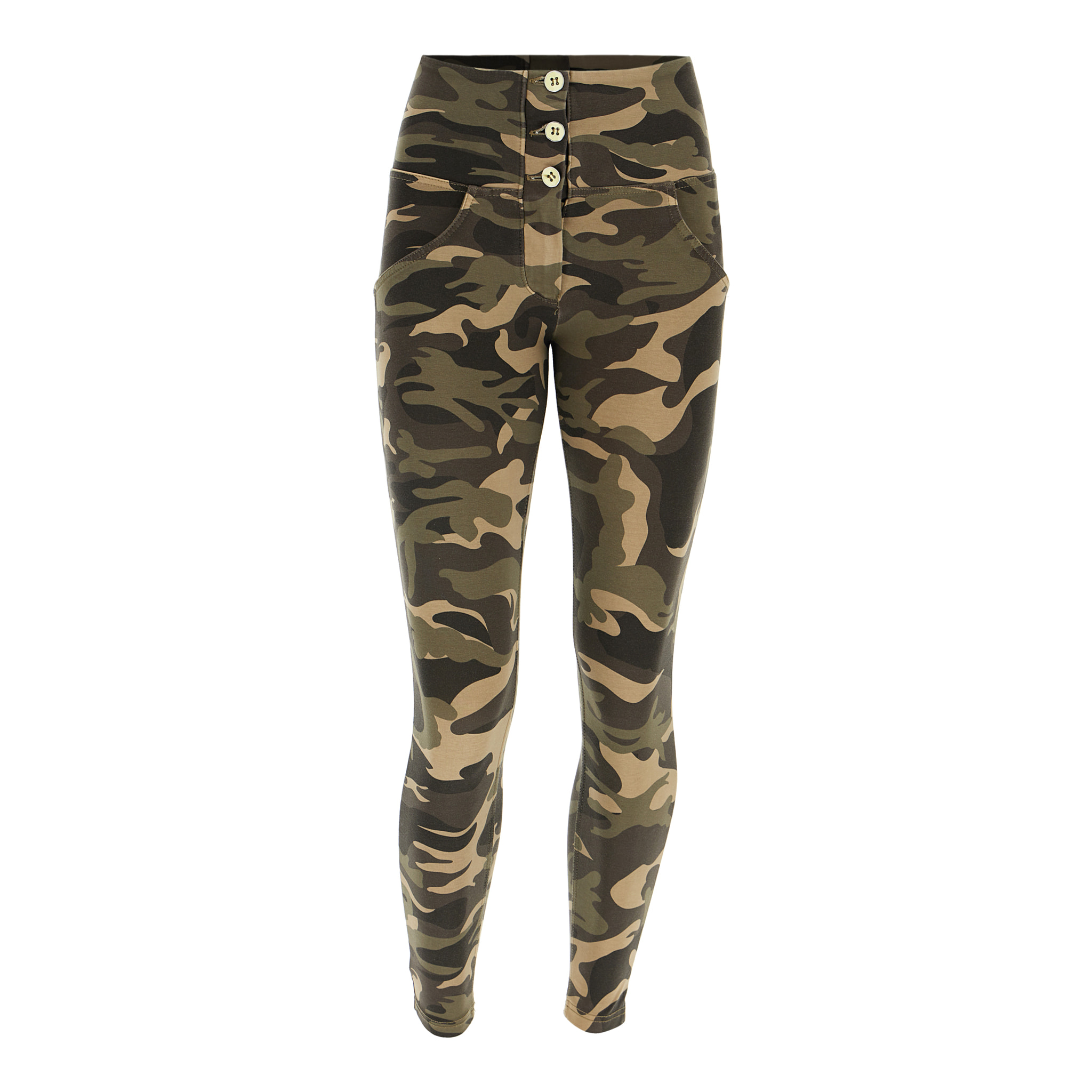 Pantaloni push up WR.UP® 7/8 vita alta in cotone camouflage