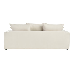 Canapé convertible 3 places en tissu effet velours beige avec matelas 12 cm ARMAND