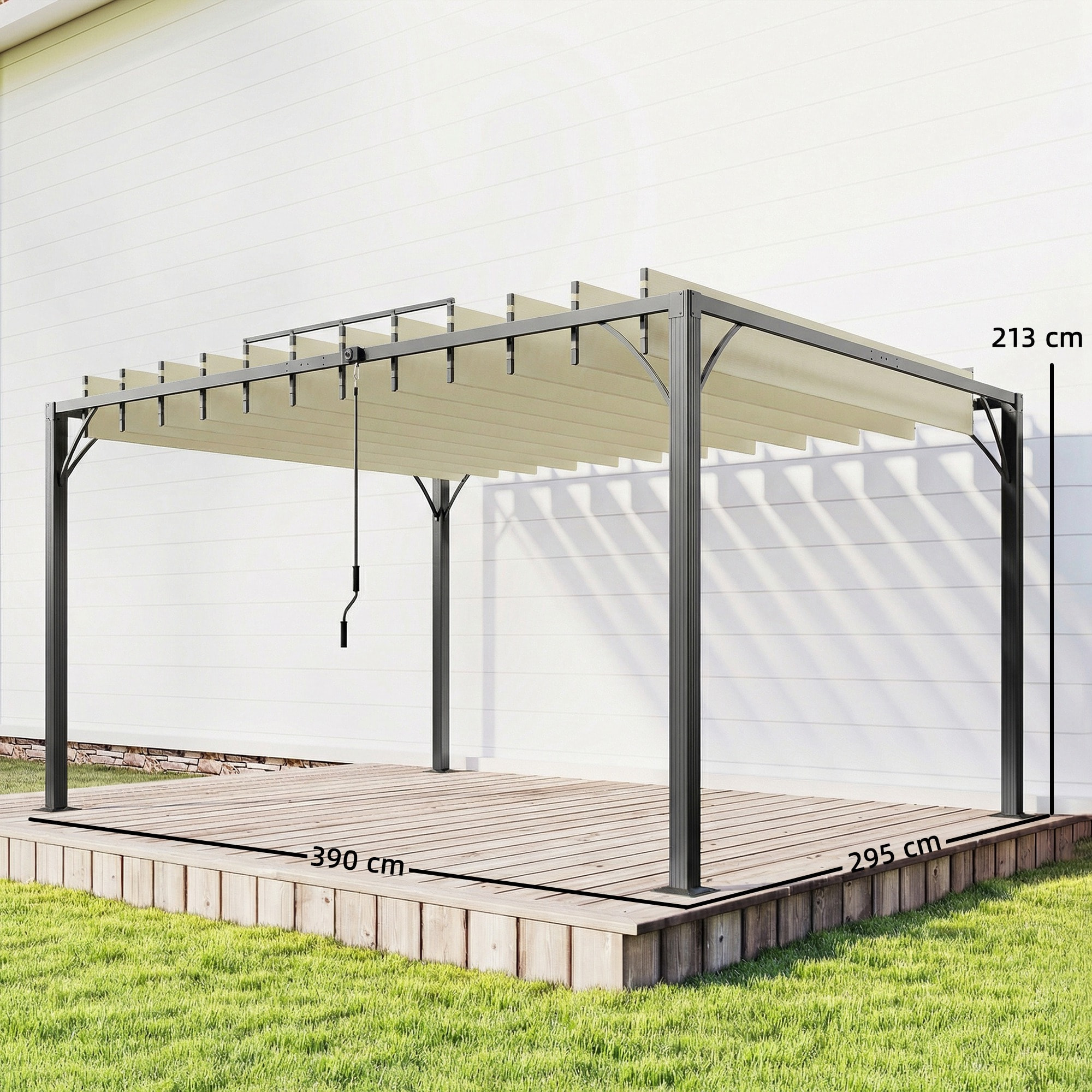 Pérgola de Jardín 3x4 m, Cenador de Jardín con Techo de Lamas Orientables a 135°, Estructura de Aluminio, Protección UPF30+, Pabellón para Exterior, Patio, Terraza, Blanco Crema