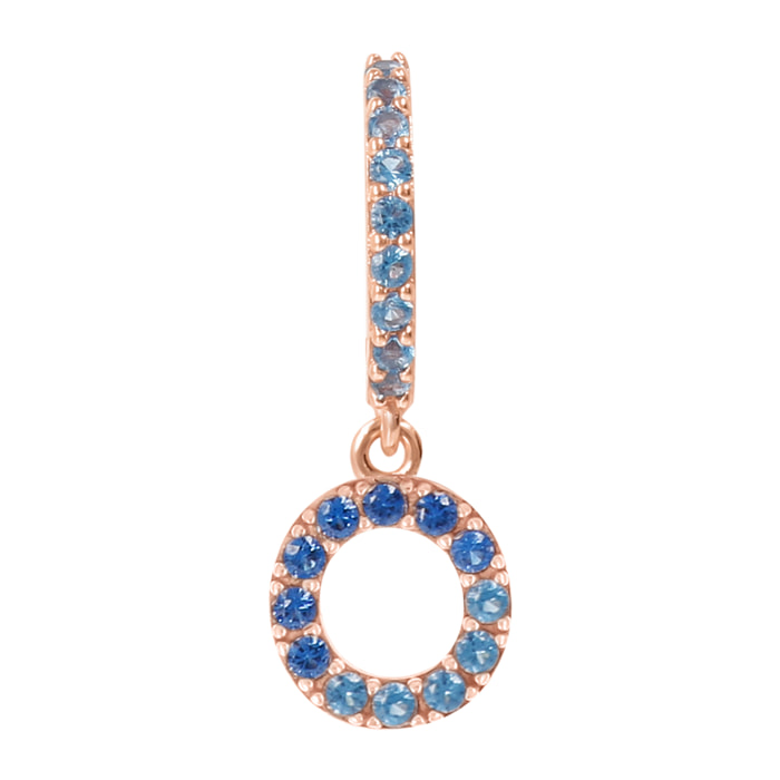 Orecchino Pendente con Lettera O in Pavé di Cubic Zirconia Blu
