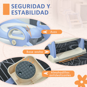 Adaptator WC para Niños con Escalera Plegable Reductor de Aprendizaje para Baño Asiento de Inodoro para Niños de 2-6 Años Portátil con Almohadillas Antideslizantes 67,9x42,8x51,5 cm Azul