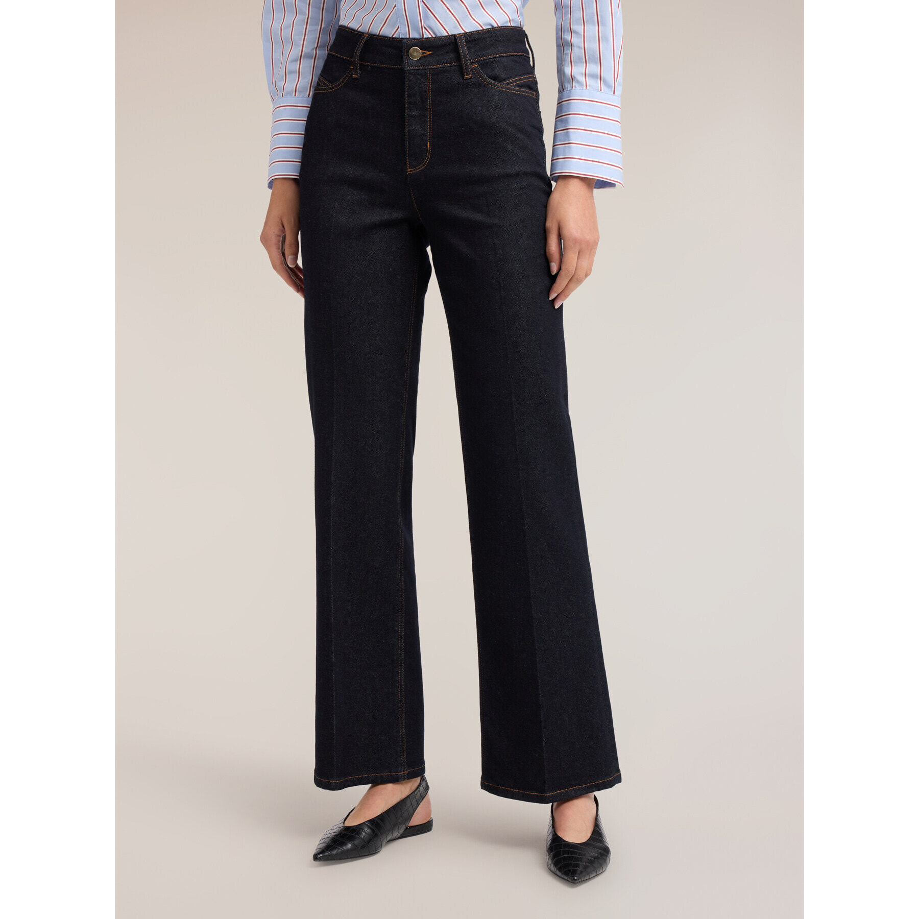 Motivi - Jeans regular straight fit con piega sartoriale - Blu