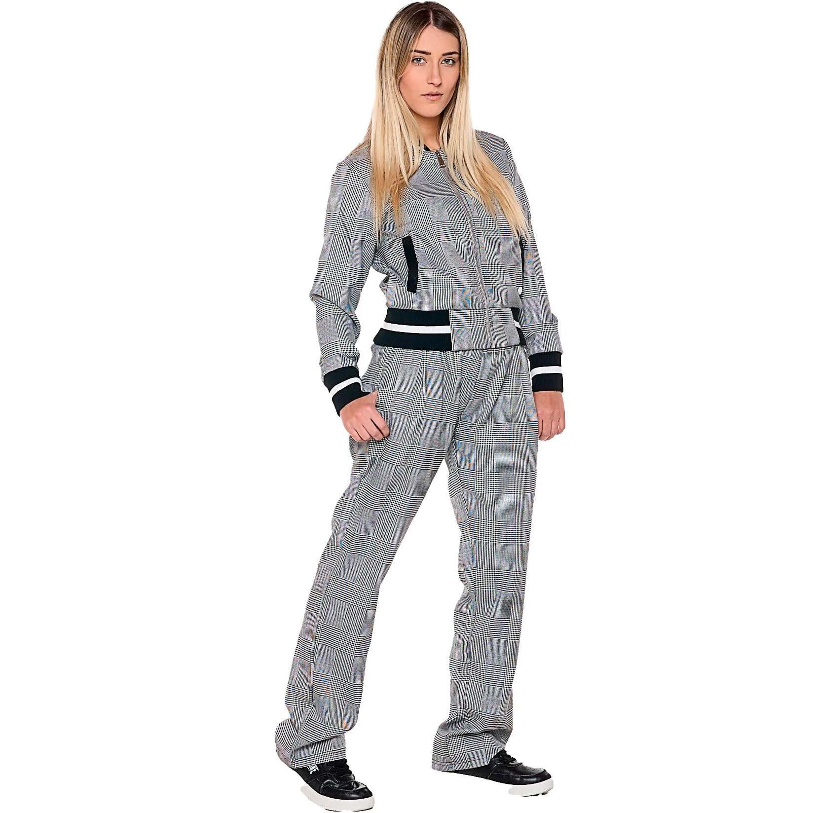 Felpa da donna in "Prince of Galles" con zip "Pearl"