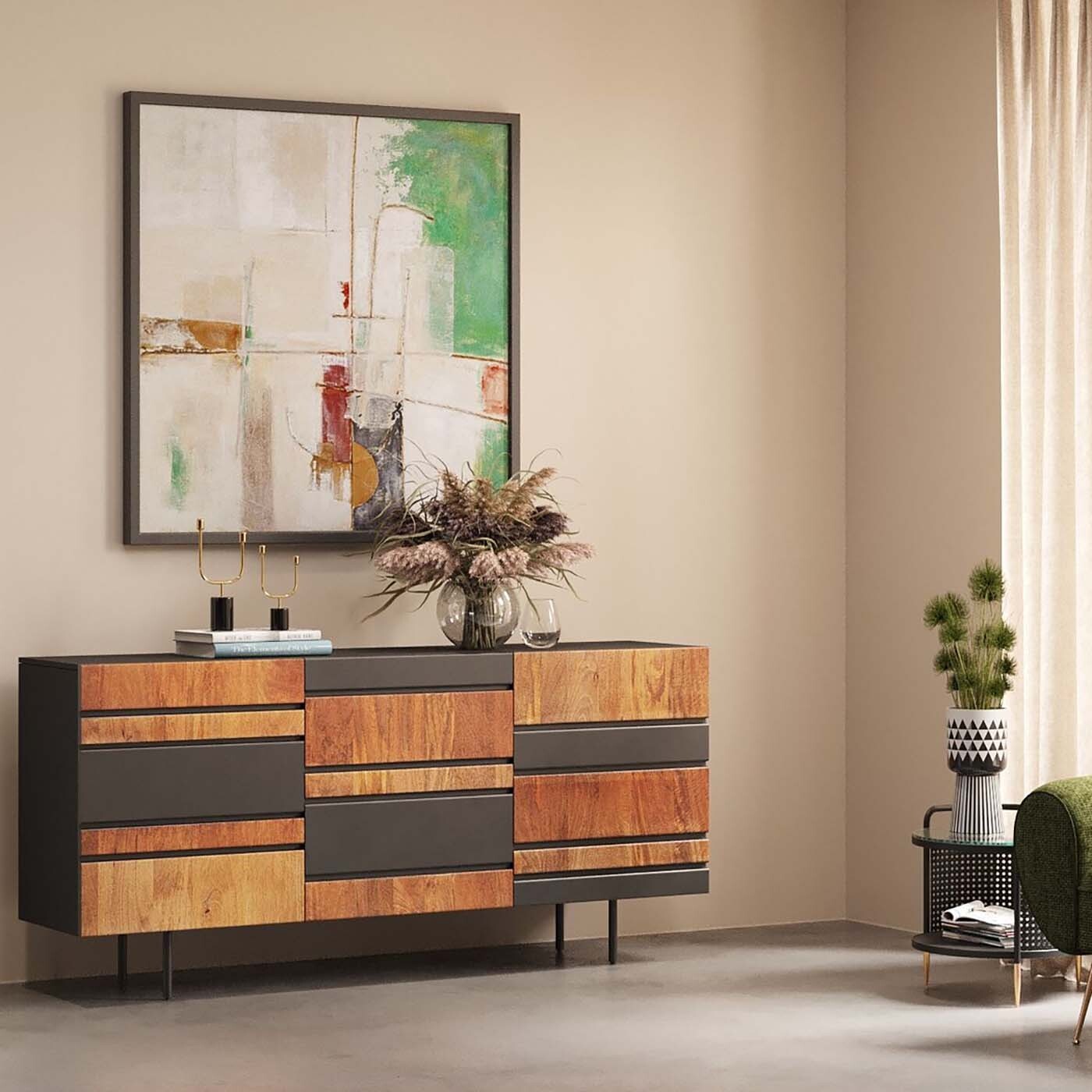 Peinture Frame Dust 120x120cm verte Kare Design