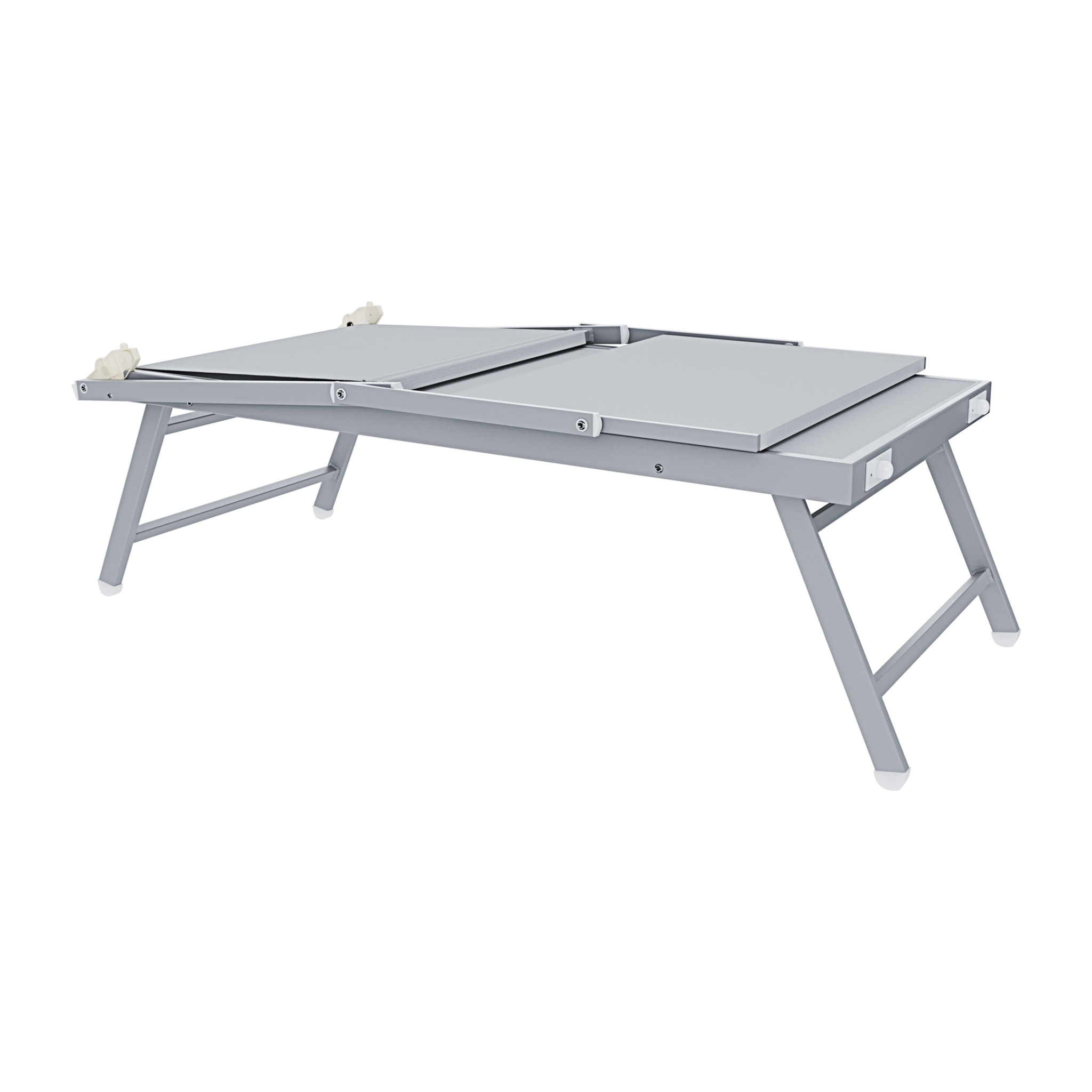 Coppia Di Lettini Prendisole Pieghevole Professionale in Alluminio e Tessuto Textilene Tettuccio Parasole Sdraio Mare Spiaggia 182x60x38 cm Bianco