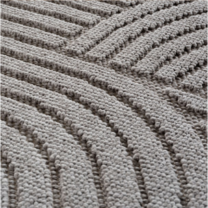 HELIX - Tapis moderne rond effet laine bouclé à motif géométrique en relief gris