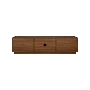 Meuble TV décor bois et tissu 3 portes 180cm KUBA