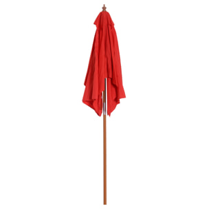 Parasol rectangulaire inclinable bois polyester haute densité 2L x 1,5l x 2,3H m rouge