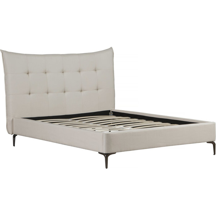 Lit double en tissu capitonné " Aspen" 160 x 200 cm - Beige