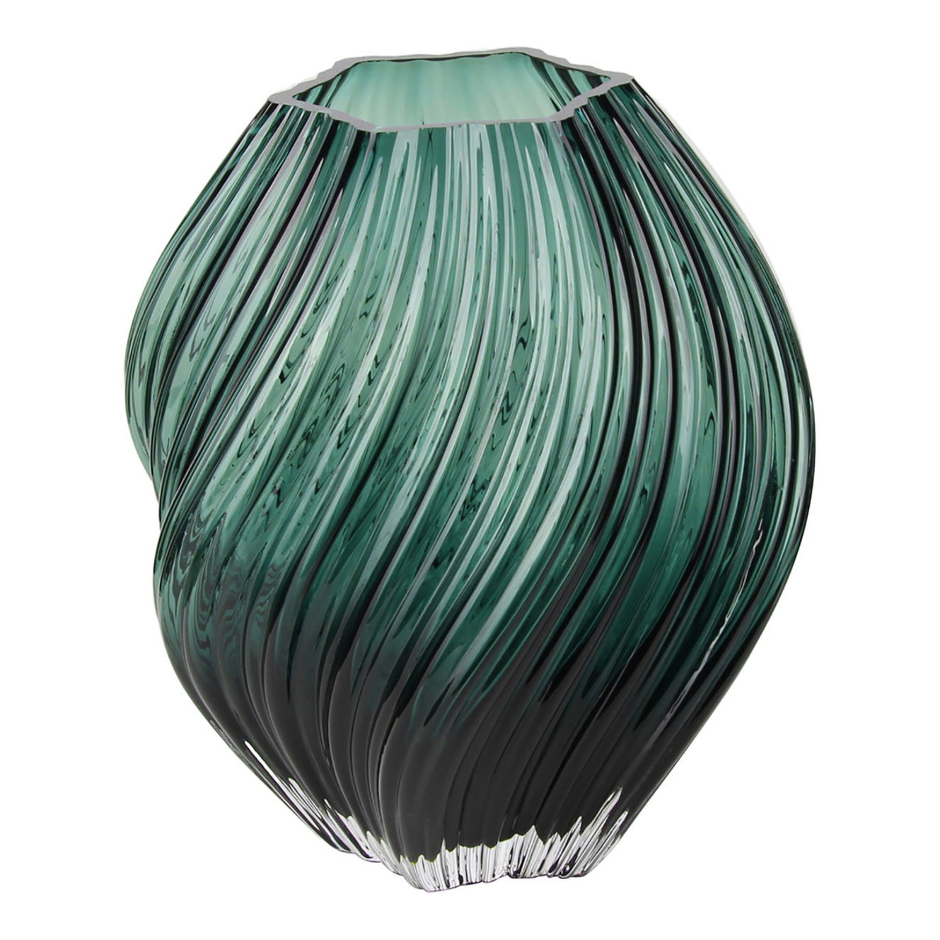 Vaso in vetro soffiato a bocca verde scuro Vikasa Home ø19x23 cm