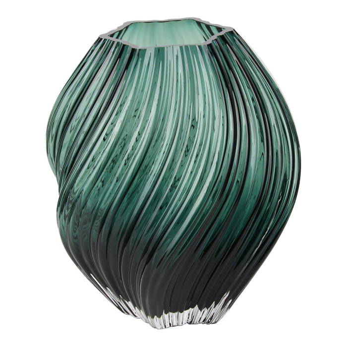 Vaso in vetro soffiato a bocca verde scuro Vikasa Home ø19x23 cm