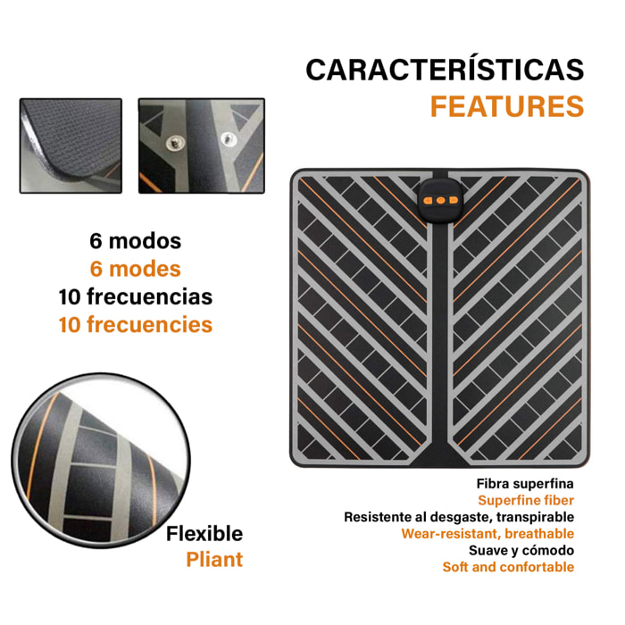 Stimolatore per piedi portatile EMS pieghevole con telecomando. Massaggiatore per migliorare la circolazione dei piedi.