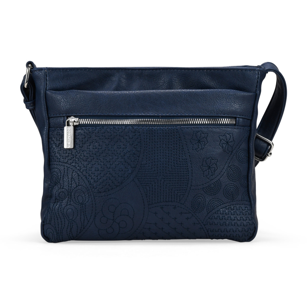 Bolso bandolera azul marino con detalles bordados