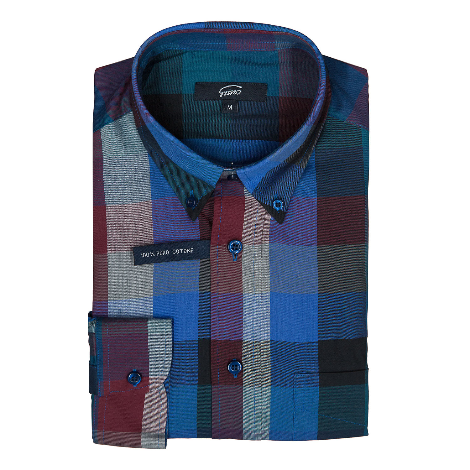 Camicia UOMO quadro grande rosso e blu