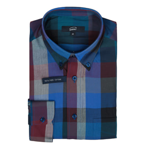 Camicia UOMO quadro grande rosso e blu