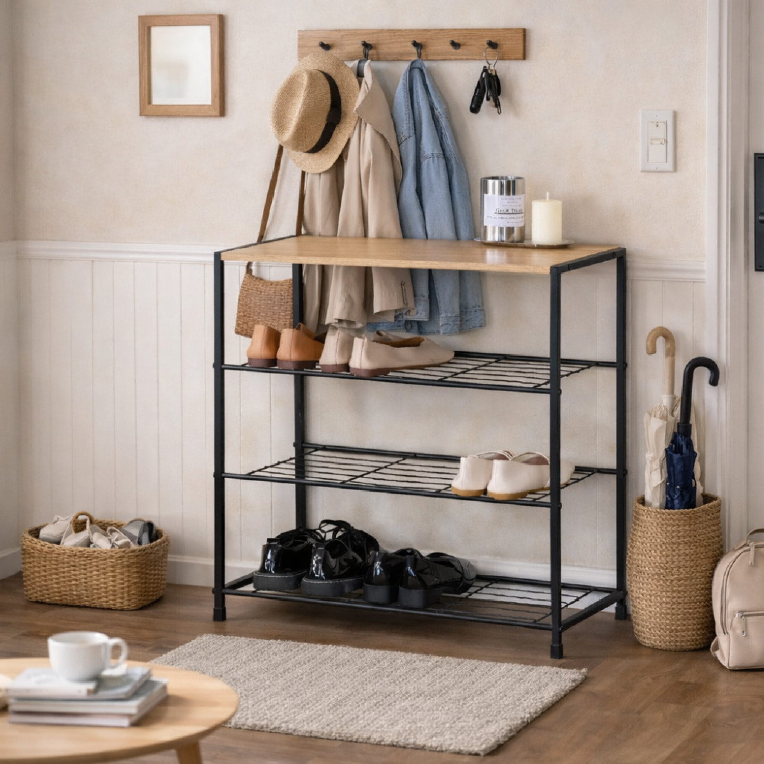 PALMA Meuble à chaussures 63x30cm chêne