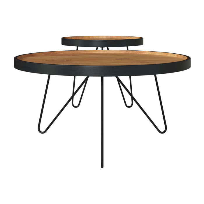 Tables gigognes en bois de teck recyclé et pieds en métal (lot de 2) - Bao