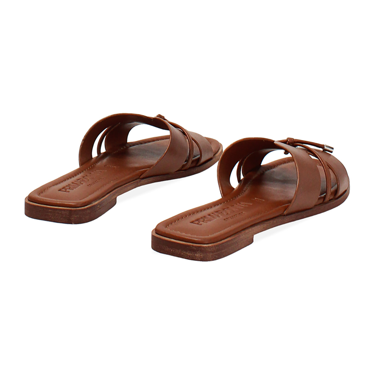Sandali bassi cognac in pelle