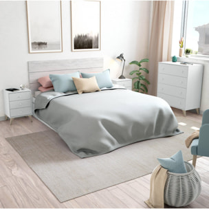 Comodino Seattle, Comodino a 3 cassetti, Tavolino da notte, cm 40x34h56, Bianco e Rovere