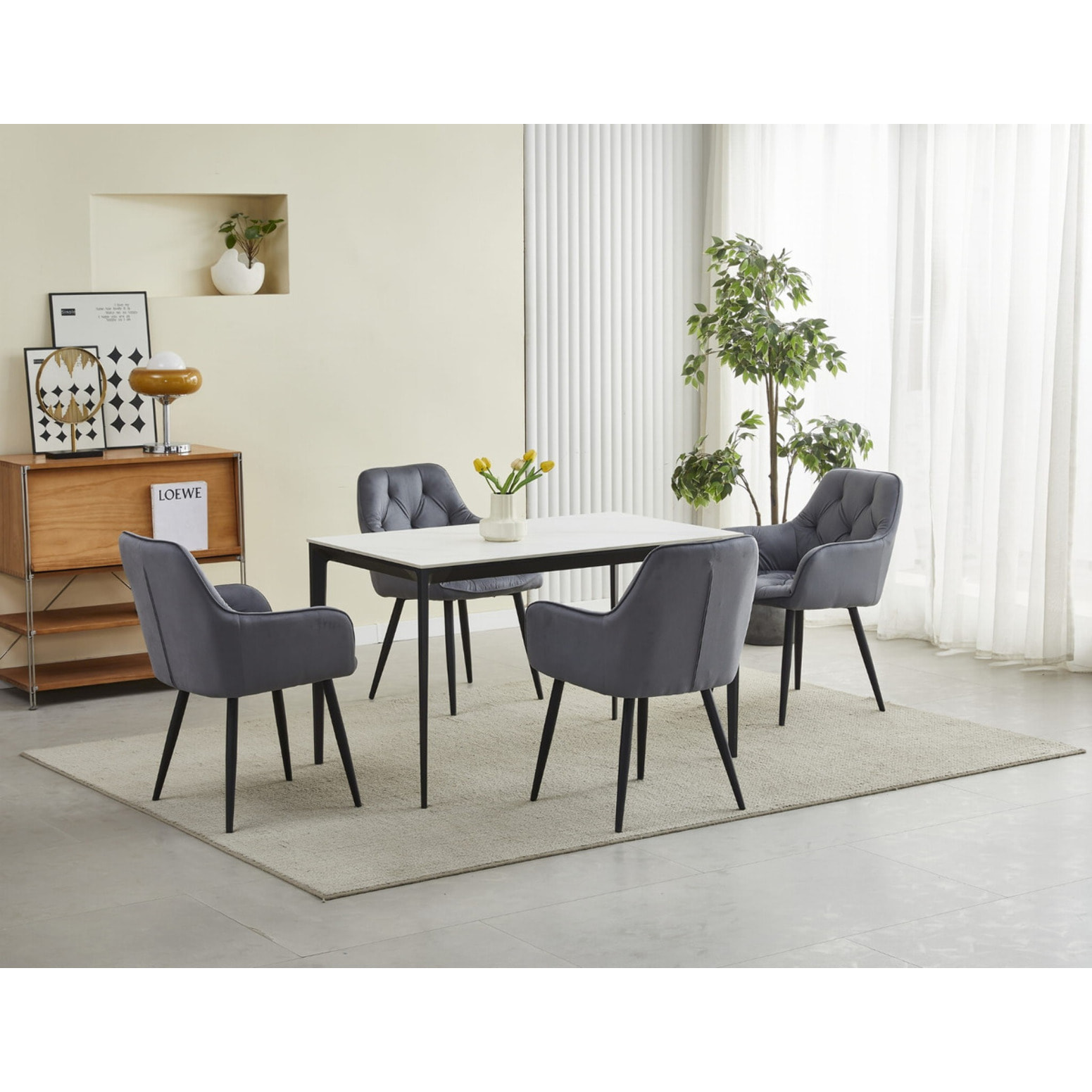 Sedia poltroncina Jork in velluto grigio scuro e metallo