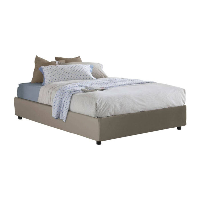 Letto matrimoniale Abul, Letto contenitore con rivestimento in ecopelle, 100% Made in Italy, Apertura frontale, adatto per materasso Cm 160x190, Tortora