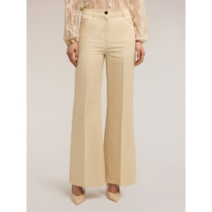 Motivi - Pantalones flare de mezcla de lino - Beige