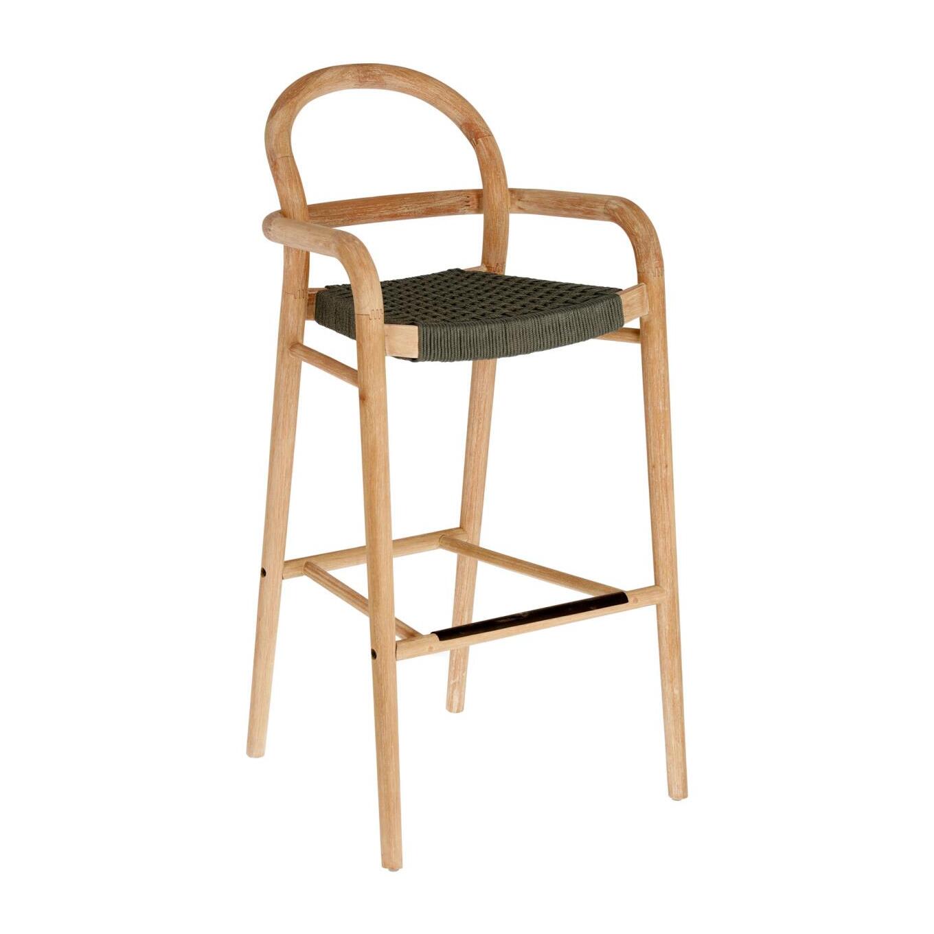 Tabouret Sheryl en bois d'eucalyptus et corde vert hauteur 79 cm FSC 100 %La Forma -