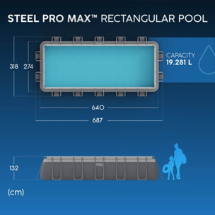 Bestway Piscine hors sol tubulaire rectangulaire Bestway Steel Pro Max 640 x 274 x 132 cm gris