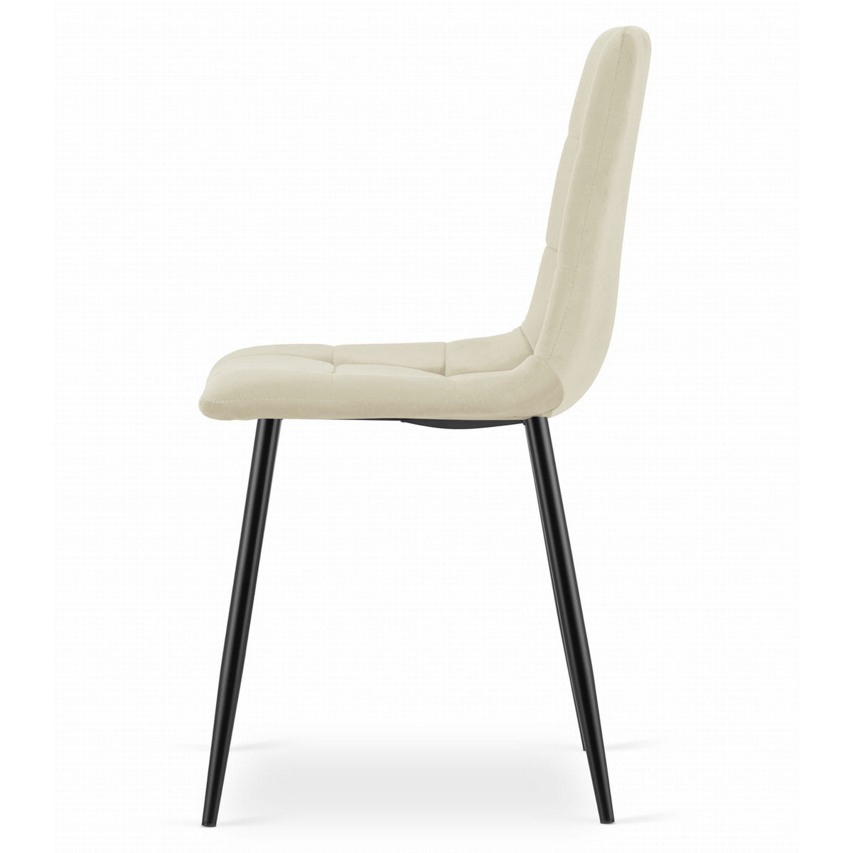 Sedia Kara in velluto beige con gambe nere