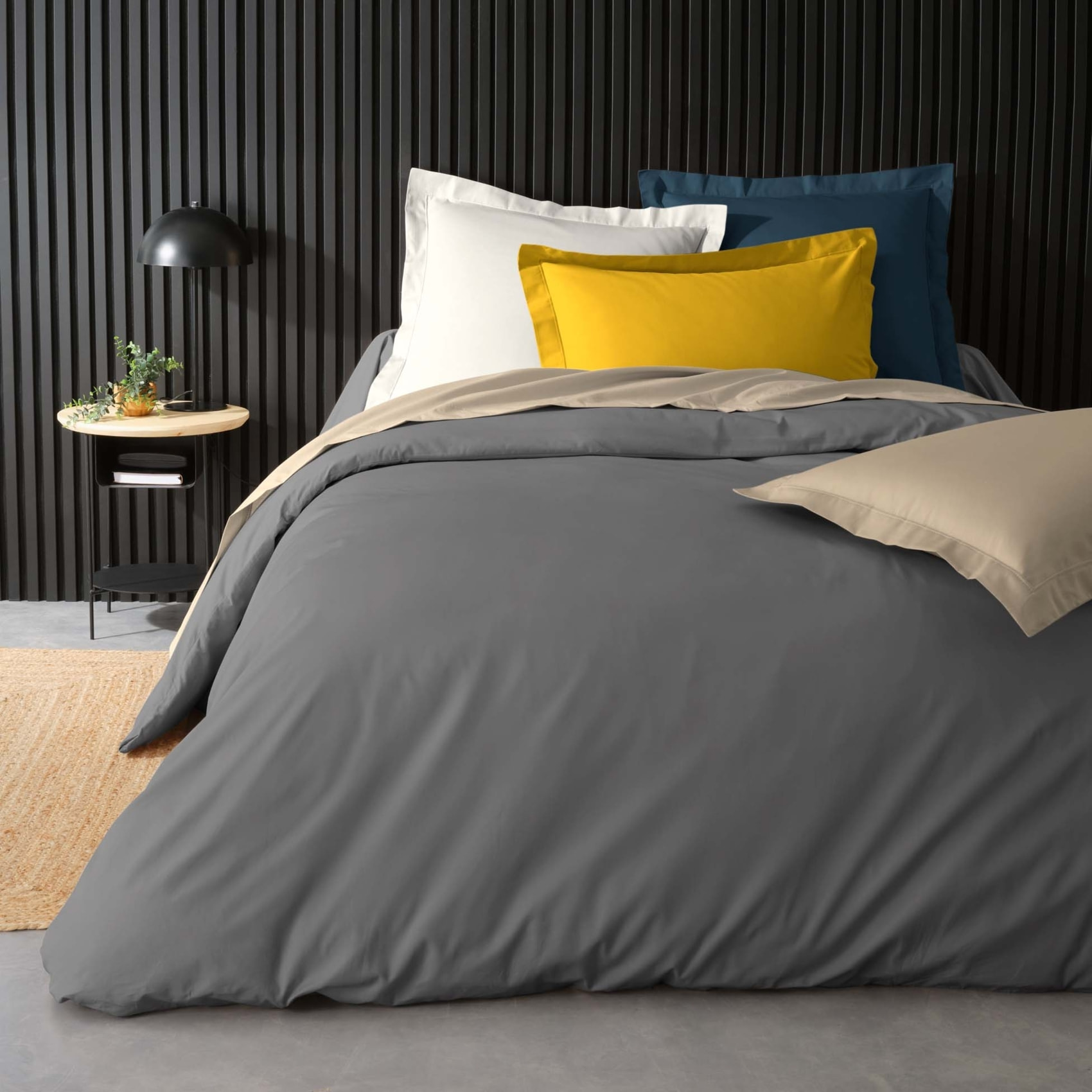 Housse de couette 100% Percale de Coton ORIGINE - Gris