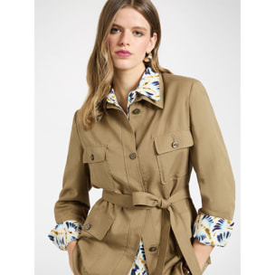 Elena Mirò - Sahariana in tencel con cintura - Marrone