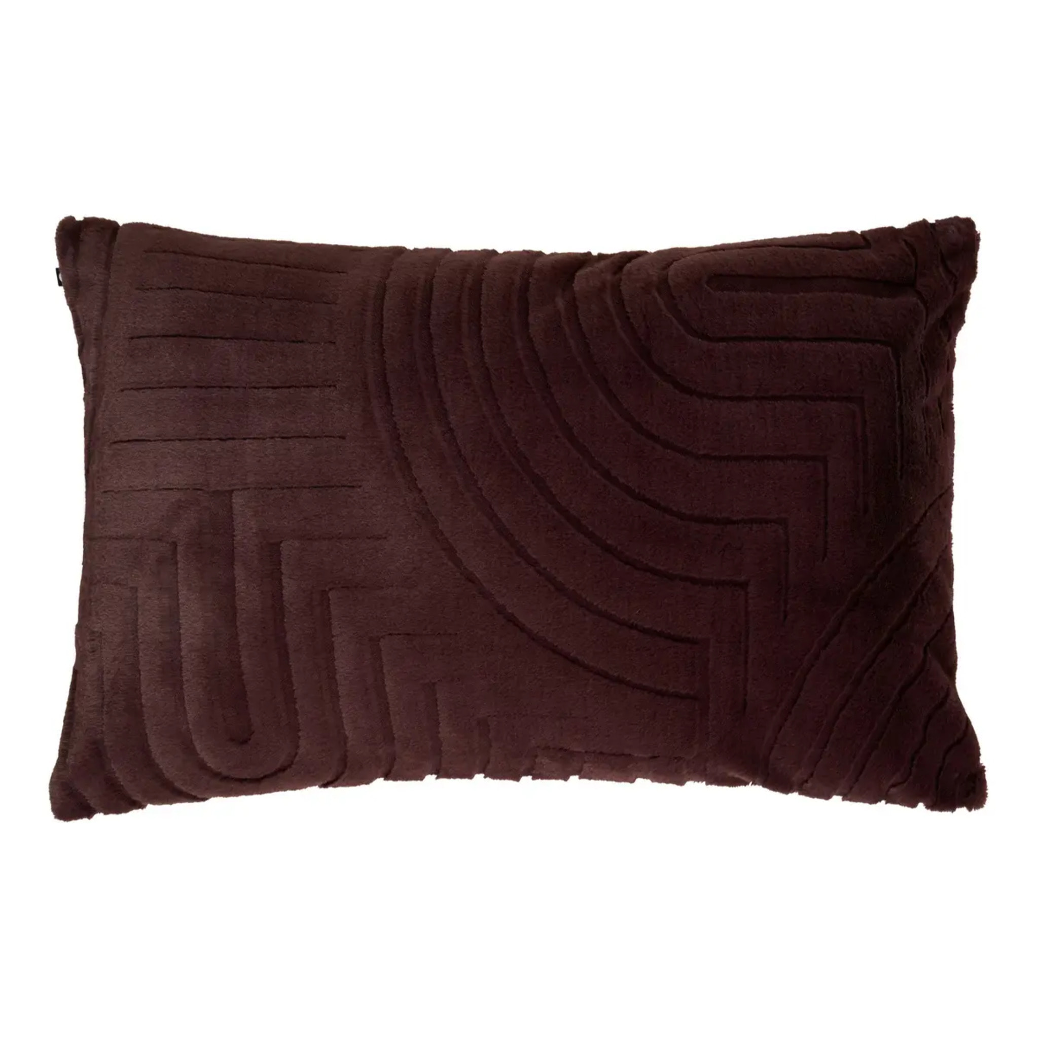 Coussin Arka rectangulaire 50x80cm effet fausse fourrure marron
