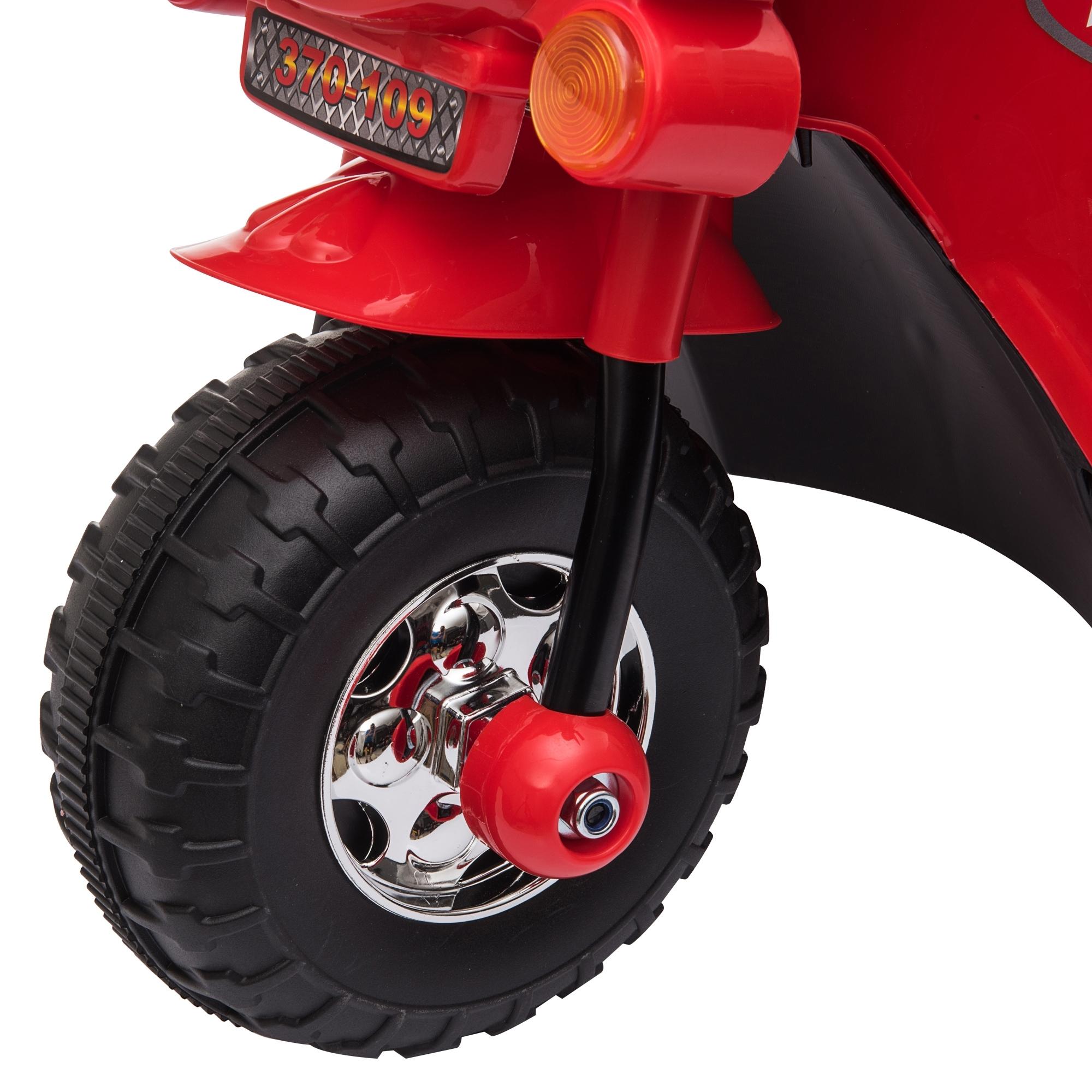 Moto scooter électrique pour enfants modèle policier 6 V 3 Km/h fonctions lumineuses et sonores top case rouge