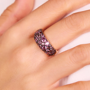 Anello a Fascia con Pavé di Cubic Zirconia Viola Scuro