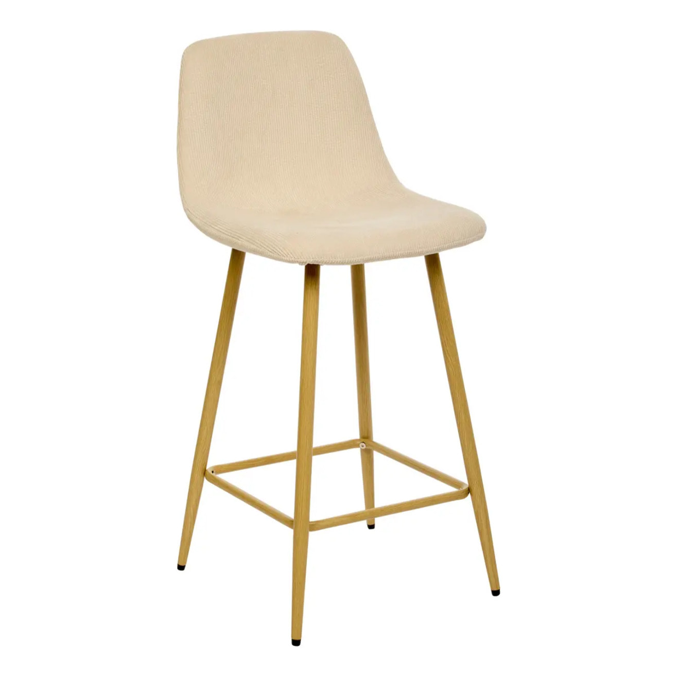 Chaise Haute de Bar Roka en Tissu Beige clair L42xP48xH93 cm