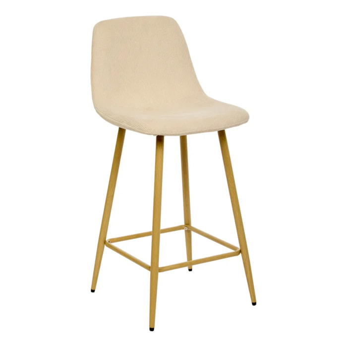 Chaise Haute de Bar Roka en Tissu Beige clair L42xP48xH93 cm