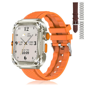 Smartwatch Z85 Max con schermo da 2", triplo cinturino. Monitor sanitari, ECG, pressione sanguigna. Modalità sport, chiamate BT.
