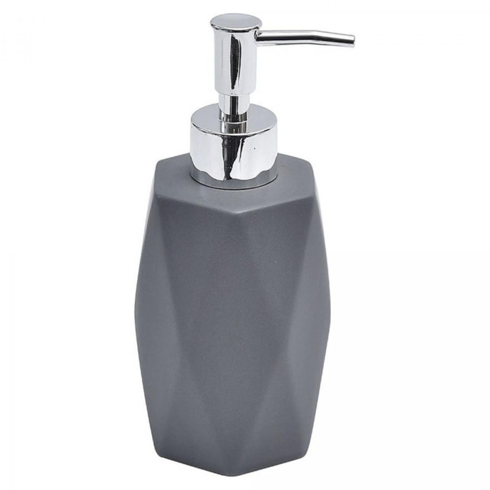 Dispensador de jabón para baño de 330ml hecho en gres con relieve de diamante gris