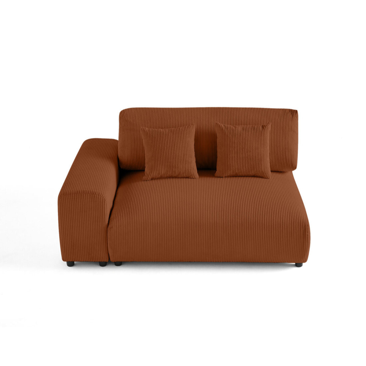 Garance - module d'assise 2 places avec accoudoir gauche - en velours côtelé - Terracotta