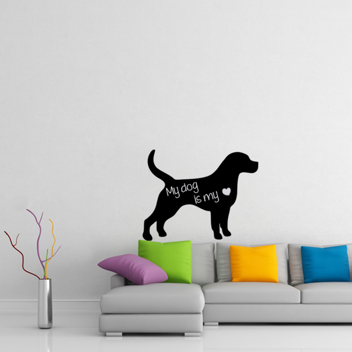 Sticker ardoise tableau noir - stickers muraux adhésif effaçable - SILHOUETTE CHIEN