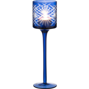 J-Line photophore sur Pied Santorini - verre - bleu - small
