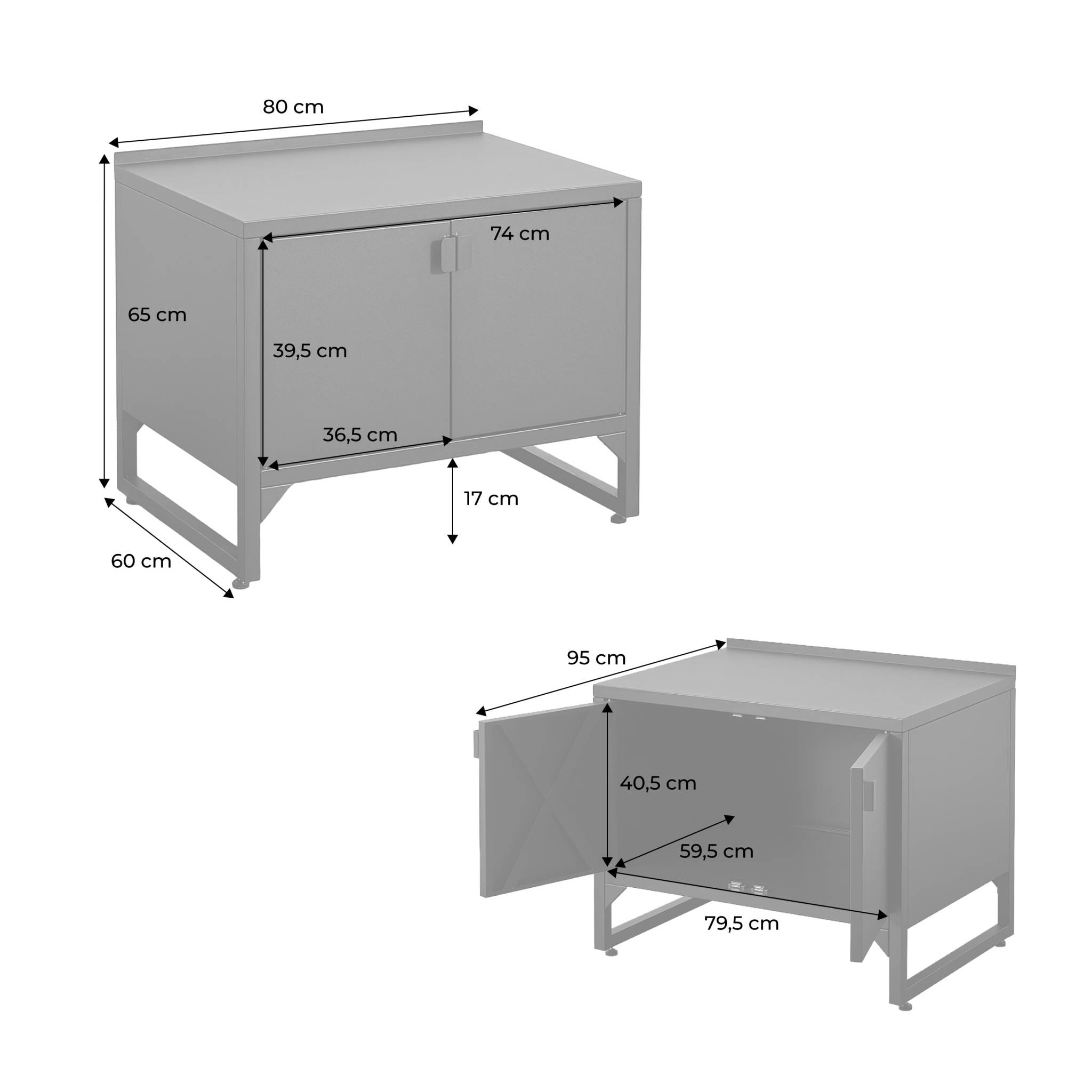Cuisine extérieure acier 2 portes L80cm noir - Kea