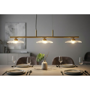 LAMPADARIO EMILY 3 LUCI VETRO TRASPARENTE CM 100X24X18