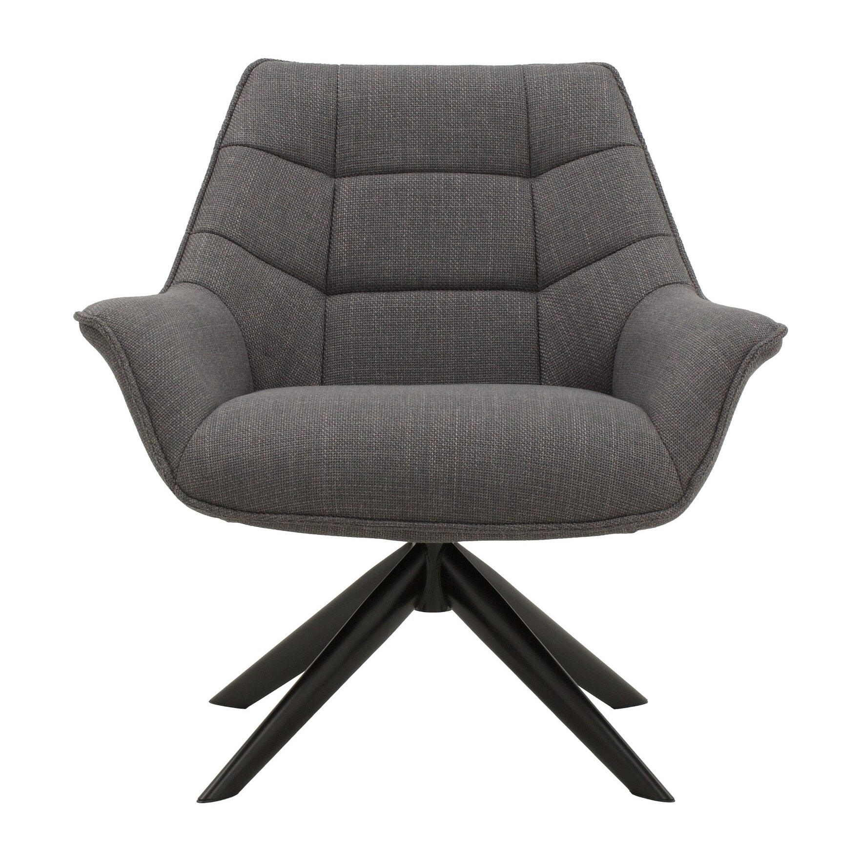 Poltrona girevole SEAPORT in tessuto grigio e gambe in metallo nero