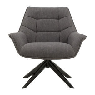 Poltrona girevole SEAPORT in tessuto grigio e gambe in metallo nero